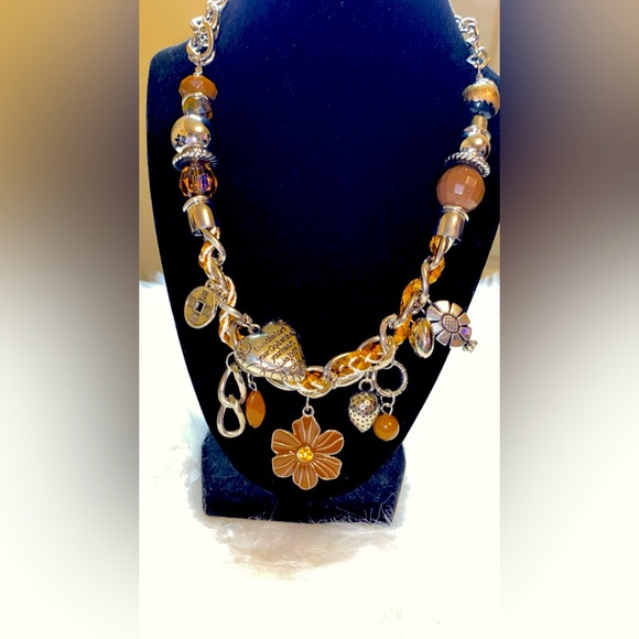 ✨ Gorgeous Brown Charm Necklace w/ Matching Earrings! - Picture 1 of 4